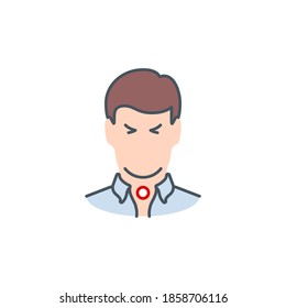 sore throat Signs and symptoms Coronavirus single line icon isolated on white. Perfect outline symbol symptoms Covid 19 pandemic banner. Quality design element sore throat with editable Stroke