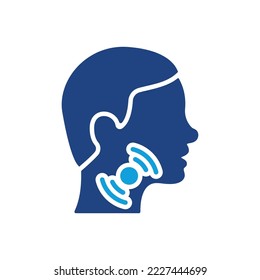 Sore Throat Silhouette Icon. Painful Sore Throat Color Icon. Male head in Profile Pictogram. Symptom of Angina, Flu or Cold. Isolated Vector illustration.