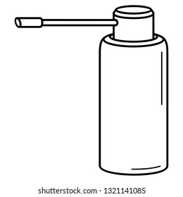 Sore throat spray. Vector outline icon isolated on white background.