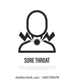 Sore throat thin line icon. Symptom of flu, influenza, cold. Vector illustration.