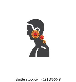 Icono vectorial de garganta irritada. signo plano relleno para concepto móvil y diseño web. Icono de glifo de dolor de garganta. Símbolo, ilustración del logotipo. Gráficos vectoriales