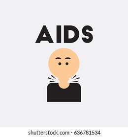 sore throat Vector paper sticker various symptoms of AIDS on human blinds