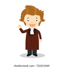 Soren Kierkegaard cartoon character. Vector Illustration. Kids History Collection.