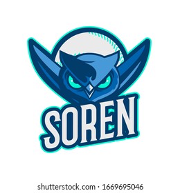 soren owl gaming esport logo template