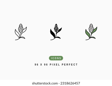 Sorghum Icon. Sorgo Grass Leaf Symbol Stock Illustration. Vector Line Icons For UI Web Design And Presentation