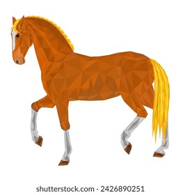 Sorrel horse stallion low-polygon vector illustration 