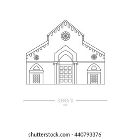 Sorrento Cathedral "Duomo". Sight of Sorrento made in modern line style. Perfect for map, web or application.