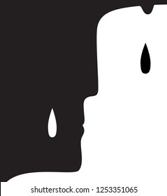 sorrow concept, grief and cry idea, vector