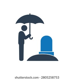 Sorrowful Rain Mourning Icon Isolated On White Background
