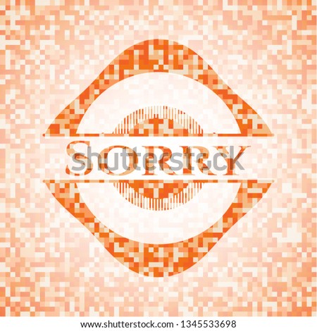 Sorry abstract orange mosaic emblem