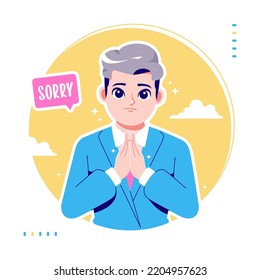 sorry and apologize concept illustration