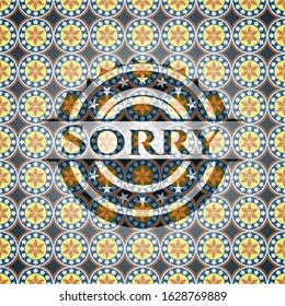 Sorry arabesque style emblem. arabic decoration.