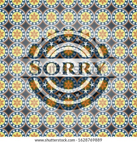 Sorry arabesque style emblem. arabic decoration.
