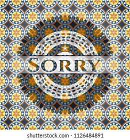 Sorry arabic badge. Arabesque decoration.