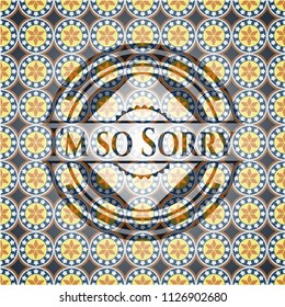 I'm so Sorry arabic badge background. Arabesque decoration.