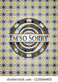 I'm so Sorry arabic badge background. Arabesque decoration.