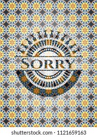 Sorry arabic style emblem. Arabesque decoration.