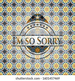 I'm so Sorry arabic style emblem. Arabesque decoration.