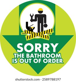 SORRY THE BATHROOM IS OUT OF ORDER WARNING SIGNAGE READY TO PRINT
