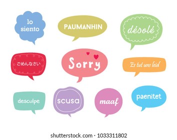 sorry card with different language. apologize card with different language.