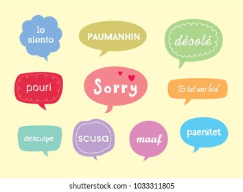 sorry card with different language. apologize card with different language.