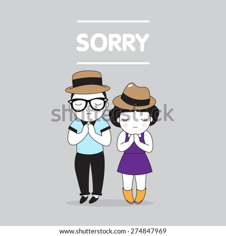 Sorry Character Postcard illustration Stock photo © 