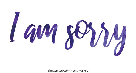 I am sorry Colorful isolated vector saying