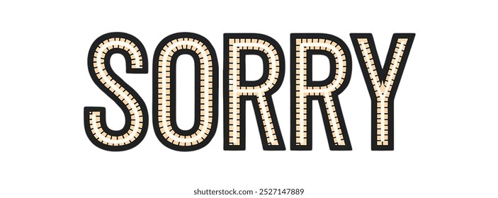 "SORRY" creative TEXT banner,minimalistic flat vector illustration,plain WHITE background