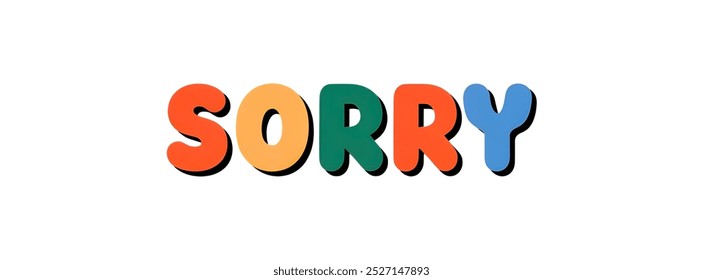 "SORRY" creative TEXT banner,minimalistic flat vector illustration,plain WHITE background