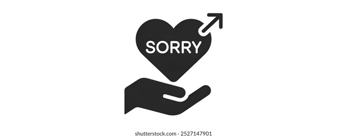 "SORRY" creative TEXT banner,minimalistic flat vector illustration,plain WHITE background