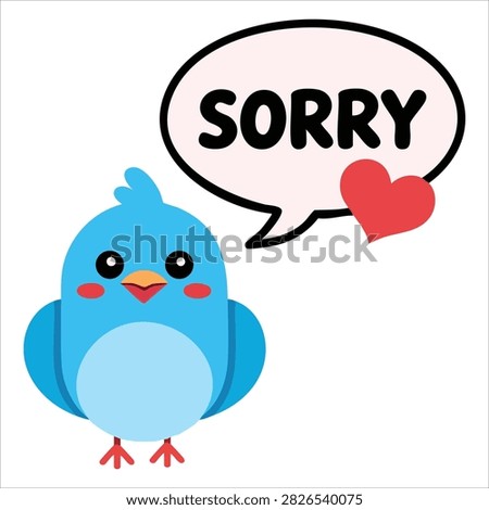 I am sorry cute bird concept flat vector graphic on white background