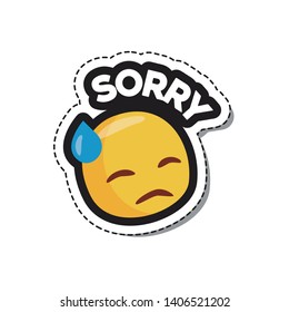 Sorry Emoji Sticker Flat Style Stock Vector (Royalty Free) 1406521202 ...