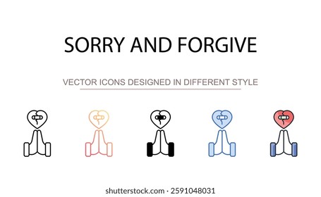 Sorry and forgive icon design with white background stock illustration
