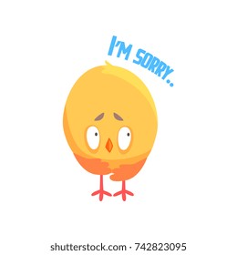 I am sorry, funny cartoon comic chicken apologizing vector Illustration
