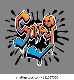 Sorry in Graffiti style painting, vector 