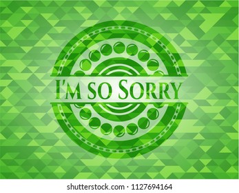 I'm so Sorry green emblem with mosaic background