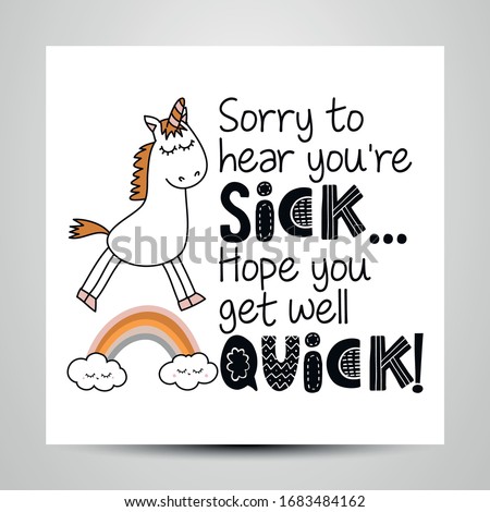 Sorry to hear you're Sick, Hope you get well quick! - I will fight coronavirus STOP coronavirus (2019-ncov) - handwritten greeting card Awareness lettering phrase. Stock photo © 