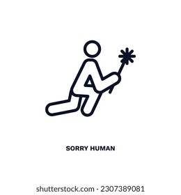 sorry human icon. Thin line sorry human icon from feeling and reaction collection. Outline vector isolated on white background. Editable sorry human symbol can be used web and mobile