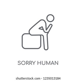 sorry human linear icon. Modern outline sorry human logo concept on white background from Feelings collection. Suitable for use on web apps, mobile apps and print media.