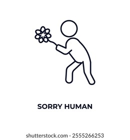 sorry human outline icon. Linear vector from feelings concept. Thin line sorry human icon isolated on white background