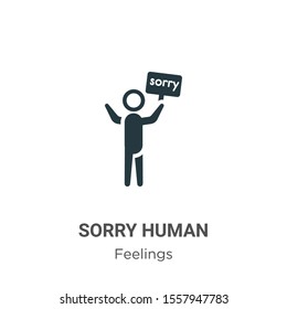 Sorry human vector icon on white background. Flat vector sorry human icon symbol sign from modern feelings collection for mobile concept and web apps design.