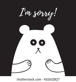 I'm Sorry lettering, card with sweet teddy bear, t-shirt design, poster, logo, words, text written on painted background illustration. Love quote black on white.
