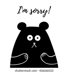 I'm Sorry lettering, card with sweet teddy bear, t-shirt design, poster, logo, words, text written on painted background illustration. Love quote black on white.
