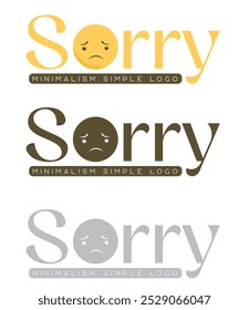 sorry logo card lettering typography with emotion face, Sorry with and for give me with Sorry Emoji Design
