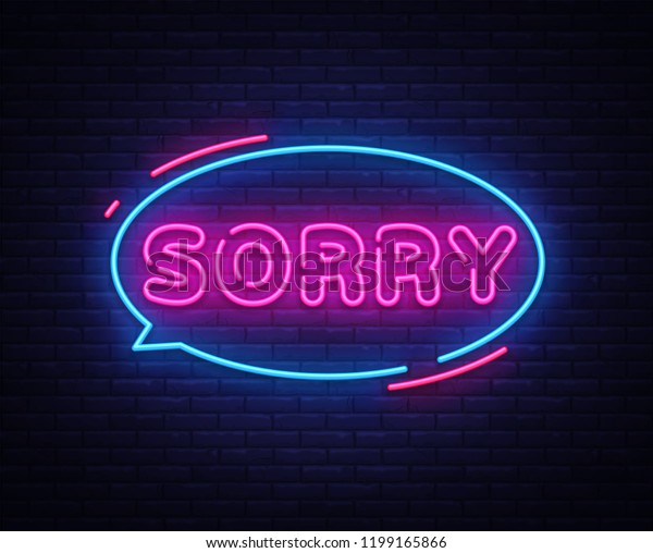 Sorry Neon Text Vector Design Template Stock Vector (Royalty Free ...