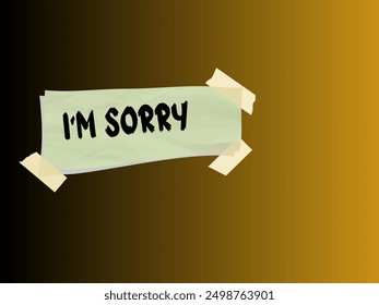 A I'M SORRY note illustration on a gradient background, with the text "Thank you" written on a piece of paper taped at the corners. Suitable for expressing gratitude in various contexts.