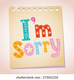 I'm Sorry Note Pad Paper Illustration