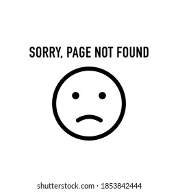 Sorry, page not found 404 error emoticon - isolated vector illustration