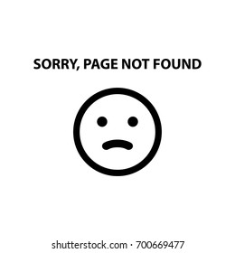 Sorry, page not found 404 error emoticon - isolated vector illustration
