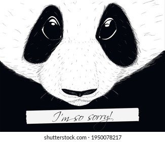 Sorry panda. Hand drawing sketch style vector illustration EPS8